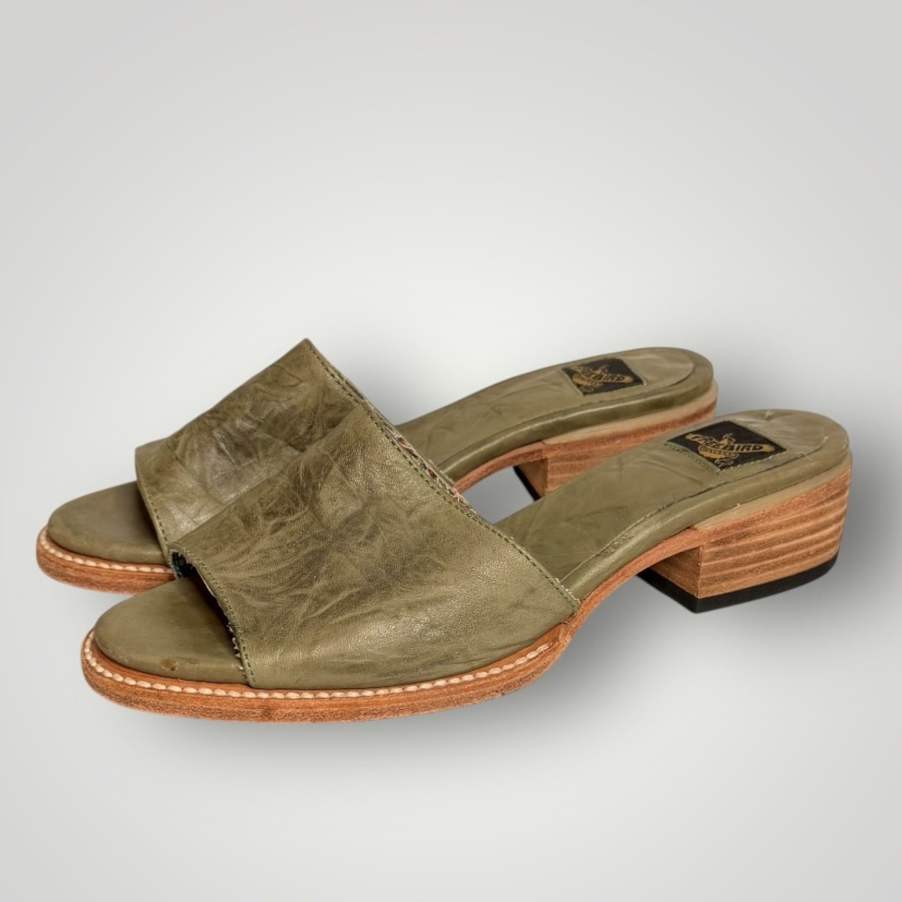 Freebird Path Leather Block Heel Slides Womens Si… - image 3